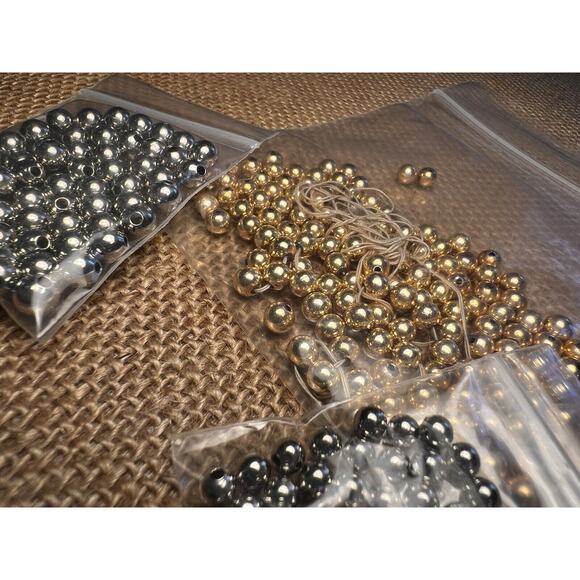 Silver Tone and Gold Tone Loose Beads Jewelry Making--Mixed Lot - Picture 5 of 5